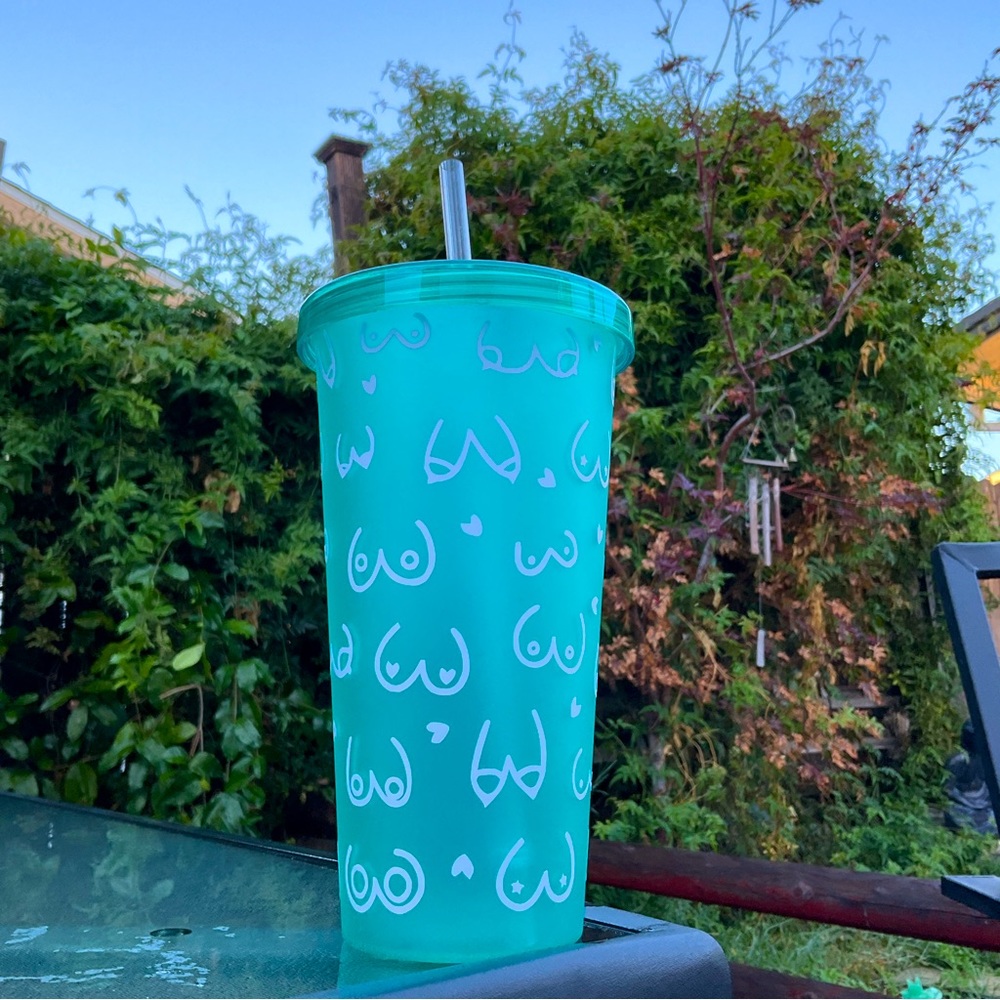 All Boobs are Beautiful Coffee Tumbler White & Blue by Apothecary Home